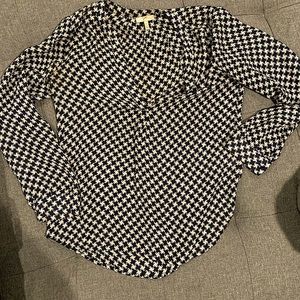 Navy and white check Joie Silk Blouse
